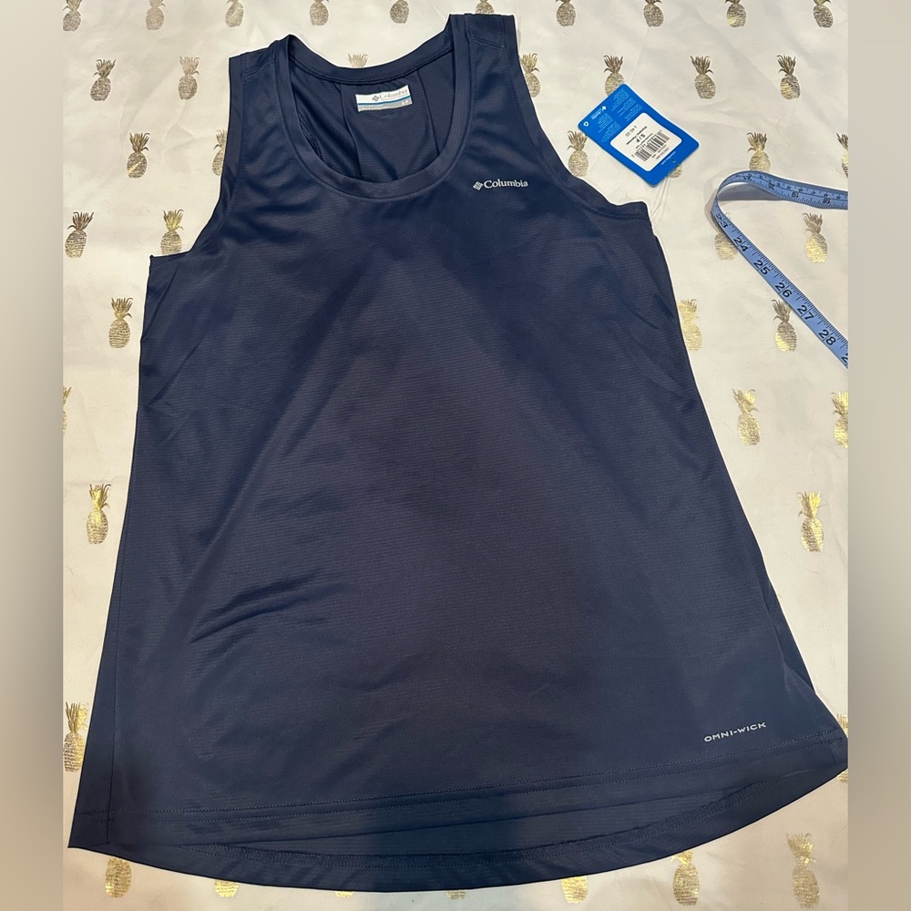 NWT Columbia Ladies Tech Tank Top, Navy Blue, Size Small, Omniwick